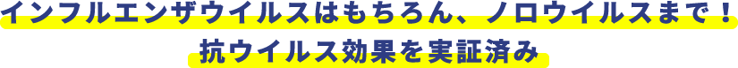インフルエンザウイルスはもちろん、ノロウイルスまで！抗ウイルス効果を実証済み